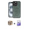 MARSİLYAN™- iPhone 16 Pro Max Kılıf Kıvılcım Işık Serisi - Siyah Bilvis 5in1 5D Magic Hayalet Cam Ekran Koruyucu + Pers Alüminyum Kamera Lens - CLTM
