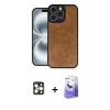 MARSİLYAN™- iPhone 16 Pro Max Kılıf Kıvılcım Işık Serisi - Siyah Bilvis 5in1 5D Magic Hayalet Cam Ekran Koruyucu + PVD Metal Kamera Lens - GD