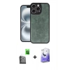 MARSİLYAN™- iPhone 16 Pro Max Kılıf Kıvılcım Işık Serisi - Siyah Bilvis 5in1 5D Magic Hayalet Cam Ekran Koruyucu + Raze Metal Kamera Lens - SH