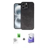 MARSİLYAN™- iPhone 16 Pro Max Kılıf Kıvılcım Işık Serisi - Siyah Bilvis 5in1 5D Magic Hayalet Cam Ekran Koruyucu + Raze Metal Kamera Lens - BZ