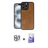 MARSİLYAN™- iPhone 16 Pro Max Kılıf Kıvılcım Işık Serisi - Siyah Bilvis 5in1 5D Magic Hayalet Cam Ekran Koruyucu + Gri Pers Alüminyum Kamera Lens