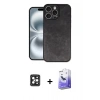 MARSİLYAN™- iPhone 16 Pro Max Kılıf Kıvılcım Işık Serisi - Siyah Bilvis 5in1 5D Magic Hayalet Cam Ekran Koruyucu + PVD Metal Kamera Lens - SH