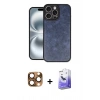 MARSİLYAN™- iPhone 16 Pro Max Kılıf Kıvılcım Işık Serisi - Siyah Bilvis 5in1 5D Magic Hayalet Cam Ekran Koruyucu + Pers Alüminyum Kamera Lens - CLTM