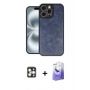 MARSİLYAN™- iPhone 16 Pro Max Kılıf Kıvılcım Işık Serisi - Siyah Bilvis 5in1 5D Magic Hayalet Cam Ekran Koruyucu + PVD Metal Kamera Lens - GD