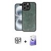 MARSİLYAN™- iPhone 16 Pro Max Kılıf Kıvılcım Işık Serisi - Siyah Bilvis 5in1 5D Magic Hayalet Cam Ekran Koruyucu + Gri Pers Alüminyum Kamera Lens