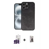 MARSİLYAN™- iPhone 16 Pro Max Kılıf Kıvılcım Işık Serisi - Siyah Bilvis Hayalet Cam Ekran Koruyucu + Bilvis Titan Kamera Lens - SH
