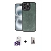 MARSİLYAN™- iPhone 16 Pro Max Kılıf Kıvılcım Işık Serisi - Siyah Bilvis Hayalet Cam Ekran Koruyucu + Bilvis Titan Kamera Lens - SH