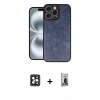 MARSİLYAN™- iPhone 16 Pro Max Kılıf Kıvılcım Işık Serisi - Siyah Bilvis Hayalet Cam Ekran Koruyucu + PVD Metal Kamera Lens - SH
