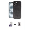 MARSİLYAN™- iPhone 16 Pro Max Kılıf Kıvılcım Işık Serisi - Siyah Bilvis Hayalet Cam Ekran Koruyucu + Bilvis Titan Kamera Lens - TMGI