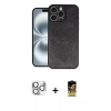 MARSİLYAN™- iPhone 16 Pro Max Kılıf Kıvılcım Işık Serisi - Siyah Buffer Cam Ekran Koruyucu + Pers Alüminyum Kamera Lens - GS