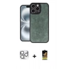 MARSİLYAN™- iPhone 16 Pro Max Kılıf Kıvılcım Işık Serisi - Siyah Buffer Cam Ekran Koruyucu + Pers Alüminyum Kamera Lens - GS