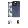 MARSİLYAN™- iPhone 16 Pro Max Kılıf Kıvılcım Işık Serisi - Siyah Buffer Cam Ekran Koruyucu + Pers Alüminyum Kamera Lens - GS