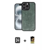 MARSİLYAN™- iPhone 16 Pro Max Kılıf Kıvılcım Işık Serisi - Siyah Buffer Cam Ekran Koruyucu + PVD Metal Kamera Lens - SH