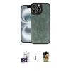 MARSİLYAN™- iPhone 16 Pro Max Kılıf Kıvılcım Işık Serisi - Siyah Buffer Cam Ekran Koruyucu + Titanyum Gri Bilvis Titan Kamera Lens