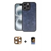 MARSİLYAN™- iPhone 16 Pro Max Kılıf Kıvılcım Işık Serisi - Siyah Buffer Hayalet Cam Ekran Koruyucu + Pers Alüminyum Kamera Lens - CLTM