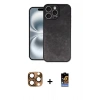 MARSİLYAN™- iPhone 16 Pro Max Kılıf Kıvılcım Işık Serisi - Siyah Buffer Hayalet Cam Ekran Koruyucu + Pers Alüminyum Kamera Lens - CLTM