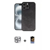 MARSİLYAN™- iPhone 16 Pro Max Kılıf Kıvılcım Işık Serisi - Siyah Buffer Hayalet Cam Ekran Koruyucu + Pers Alüminyum Kamera Lens - GI