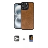 MARSİLYAN™- iPhone 16 Pro Max Kılıf Kıvılcım Işık Serisi - Siyah Buffer Hayalet Cam Ekran Koruyucu + PVD Metal Kamera Lens - GS