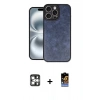 MARSİLYAN™- iPhone 16 Pro Max Kılıf Kıvılcım Işık Serisi - Siyah Buffer Hayalet Cam Ekran Koruyucu + PVD Metal Kamera Lens - GS