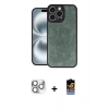 MARSİLYAN™- iPhone 16 Pro Max Kılıf Kıvılcım Işık Serisi - Siyah Buffer Hayalet Cam Ekran Koruyucu + Pers Alüminyum Kamera Lens - GS
