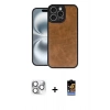 MARSİLYAN™- iPhone 16 Pro Max Kılıf Kıvılcım Işık Serisi - Siyah Buffer Hayalet Cam Ekran Koruyucu + Pers Alüminyum Kamera Lens - GS