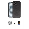 MARSİLYAN™- iPhone 16 Pro Max Kılıf Kıvılcım Işık Serisi - Siyah Buffer Hayalet Cam Ekran Koruyucu + Pers Alüminyum Kamera Lens - GS