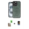 MARSİLYAN™- iPhone 16 Pro Max Kılıf Kıvılcım Işık Serisi - Siyah Buffer Hayalet Cam Ekran Koruyucu + Raze Metal Kamera Lens - CLTM