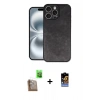 MARSİLYAN™- iPhone 16 Pro Max Kılıf Kıvılcım Işık Serisi - Siyah Buffer Hayalet Cam Ekran Koruyucu + Raze Metal Kamera Lens - CLTM