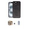 MARSİLYAN™- iPhone 16 Pro Max Kılıf Kıvılcım Işık Serisi - Siyah Joko Magic 5D Cam + Çöl Titanyum Pers Alüminyum Kamera Lens