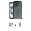 MARSİLYAN™- iPhone 16 Pro Max Kılıf Kıvılcım Işık Serisi - Siyah Joko Magic 5D Cam + Gümüş Pers Alüminyum Kamera Lens