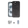 MARSİLYAN™- iPhone 16 Pro Max Kılıf Kıvılcım Işık Serisi - Siyah Joko Magic 5D Cam + Gümüş Pers Alüminyum Kamera Lens