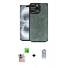 MARSİLYAN™- iPhone 16 Pro Max Kılıf Kıvılcım Işık Serisi - Siyah Joko Magic 5D Cam + Natural Grey Raze Metal Kamera Lens