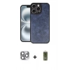 MARSİLYAN™- iPhone 16 Pro Max Kılıf Kıvılcım Işık Serisi - Siyah Joko Magic 5D Hayalet Cam + Pers Alüminyum Kamera Lens - GI