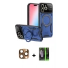 MARSİLYAN™- iPhone 16 Pro Max Kılıf Kıvılcım Modern Serisi - Şeffaf 360 Full Body Arka Koruyucu + Çöl Titanyum Pers Alüminyum Kamera Lens