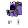 MARSİLYAN™- iPhone 16 Pro Max Kılıf Kıvılcım Modern Serisi - Şeffaf Pasifik Cam Ekran Koruyucu + Gümüş Pers Alüminyum Kamera Lens