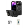 MARSİLYAN™- iPhone 16 Pro Max Kılıf Kıvılcım Modern Serisi - Şeffaf Pasifik Cam Ekran Koruyucu + Gümüş Pers Alüminyum Kamera Lens