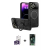 MARSİLYAN™- iPhone 16 Pro Max Kılıf Kıvılcım Modern Serisi - Siyah 360 Mat Full Body Arka Koruyucu + Bilvis Titan Kamera Lens - GS