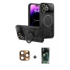 MARSİLYAN™- iPhone 16 Pro Max Kılıf Kıvılcım Modern Serisi - Siyah 360 Mat Full Body Arka Koruyucu + Pers Alüminyum Kamera Lens - CLTM