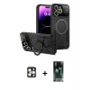 MARSİLYAN™- iPhone 16 Pro Max Kılıf Kıvılcım Modern Serisi - Siyah 360 Mat Full Body Arka Koruyucu + PVD Metal Kamera Lens - GD