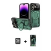 MARSİLYAN™- iPhone 16 Pro Max Kılıf Kıvılcım Modern Serisi - Siyah 360 Mat Full Body Arka Koruyucu + Siyah PVD Metal Kamera Lens