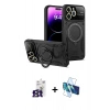 MARSİLYAN™- iPhone 16 Pro Max Kılıf Kıvılcım Modern Serisi - Siyah 3D Antistatik Cam Ekran Koruyucu + Bilvis Titan Kamera Lens - TMGI