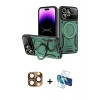 MARSİLYAN™- iPhone 16 Pro Max Kılıf Kıvılcım Modern Serisi - Siyah 3D Antistatik Cam Ekran Koruyucu + Pers Alüminyum Kamera Lens - CLTM