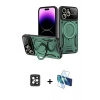 MARSİLYAN™- iPhone 16 Pro Max Kılıf Kıvılcım Modern Serisi - Siyah 3D Antistatik Cam Ekran Koruyucu + PVD Metal Kamera Lens - SH