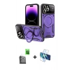 MARSİLYAN™- iPhone 16 Pro Max Kılıf Kıvılcım Modern Serisi - Siyah 3D Antistatik Cam Ekran Koruyucu + Raze Metal Kamera Lens - SH