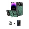 MARSİLYAN™- iPhone 16 Pro Max Kılıf Kıvılcım Modern Serisi - Siyah 3D Antistatik Hayalet Cam Ekran Koruyucu + PVD Metal Kamera Lens - GS