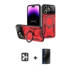MARSİLYAN™- iPhone 16 Pro Max Kılıf Kıvılcım Modern Serisi - Siyah 3D Antistatik Hayalet Cam Ekran Koruyucu + PVD Metal Kamera Lens - GS
