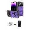 MARSİLYAN™- iPhone 16 Pro Max Kılıf Kıvılcım Modern Serisi - Siyah 3D Antistatik Hayalet Cam Ekran Koruyucu + Pers Alüminyum Kamera Lens - GS