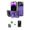 MARSİLYAN™- iPhone 16 Pro Max Kılıf Kıvılcım Modern Serisi - Siyah 3D Antistatik Hayalet Cam Ekran Koruyucu + Raze Metal Kamera Lens - SH