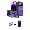 MARSİLYAN™- iPhone 16 Pro Max Kılıf Kıvılcım Modern Serisi - Siyah 3D Antistatik Hayalet Cam Ekran Koruyucu + Pers Alüminyum Kamera Lens - GI