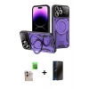 MARSİLYAN™- iPhone 16 Pro Max Kılıf Kıvılcım Modern Serisi - Siyah 3D Antistatik Hayalet Cam Ekran Koruyucu + Raze Metal Kamera Lens - NLGY